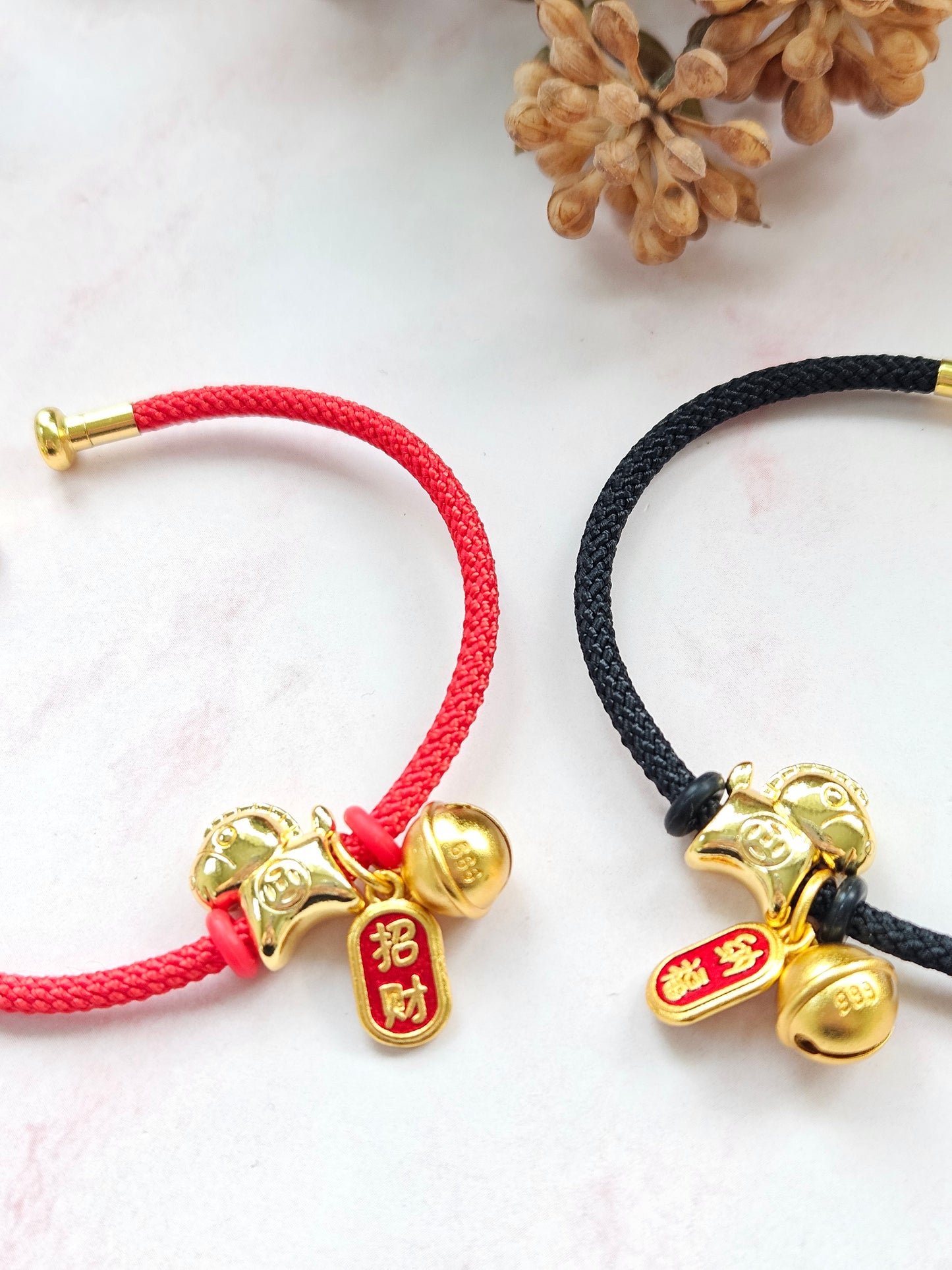 Adjustable Cord Bracelet – Year of the Horse Charm Bracelet with Fortune Symbol
