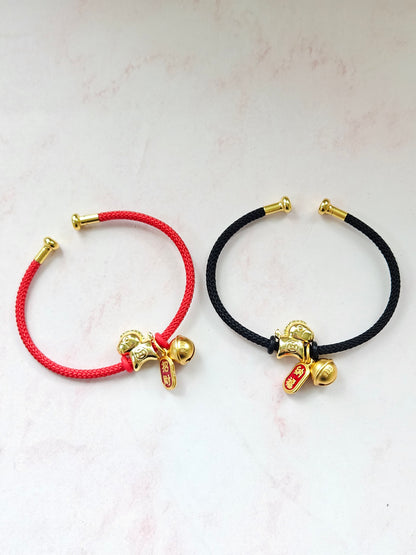 Adjustable Cord Bracelet – Year of the Horse Charm Bracelet with Fortune Symbol
