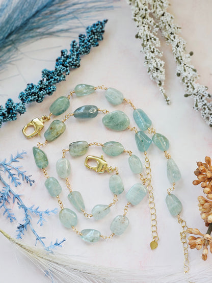 Aquamarine Necklace & Bracelet Set – Handmade Natural Gemstone Jewelry