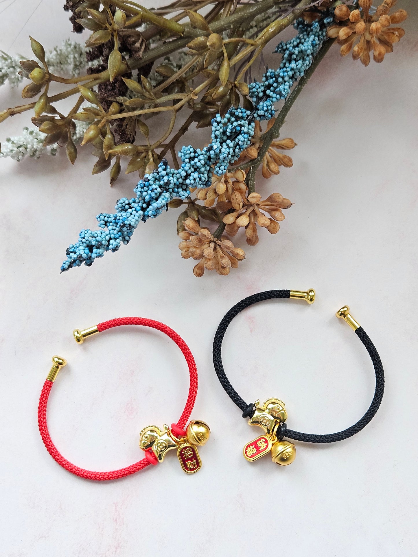 Adjustable Cord Bracelet – Year of the Horse Charm Bracelet with Fortune Symbol