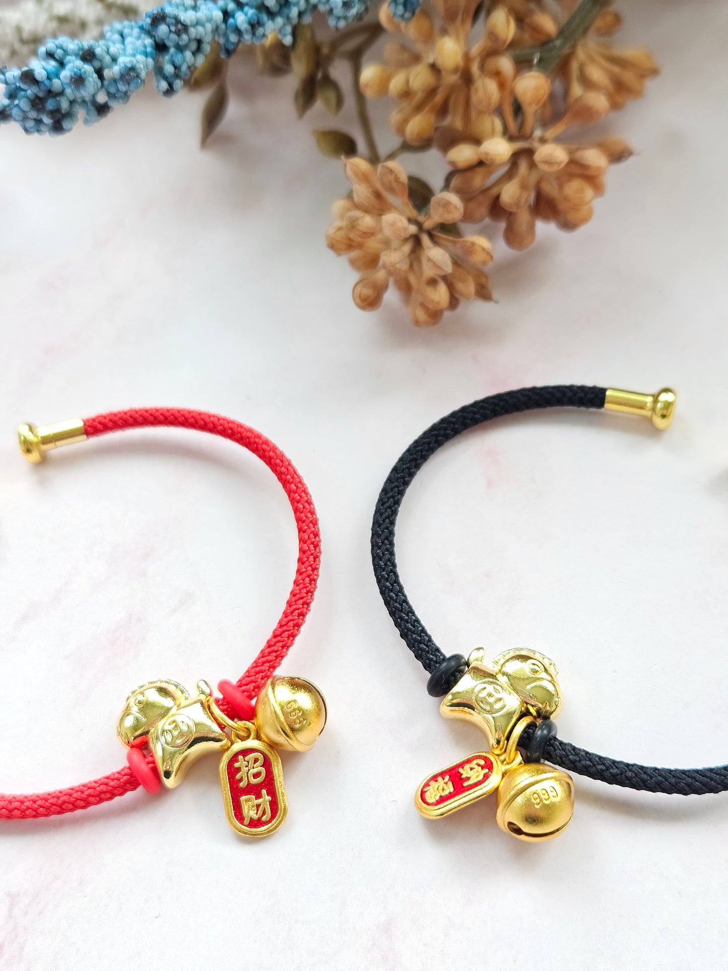 Adjustable Cord Bracelet – Year of the Horse Charm Bracelet with Fortune Symbol